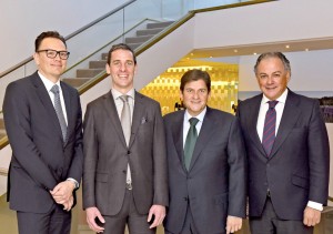 Adrian van den Hoven, Director General de EGA; Christoph Stoller, Vicepresidente de EGA; Raúl Díaz-Varela, Presidente de AESEG; y Ángel Luis Rodríguez de la Cuerda, Director General de AESEG.